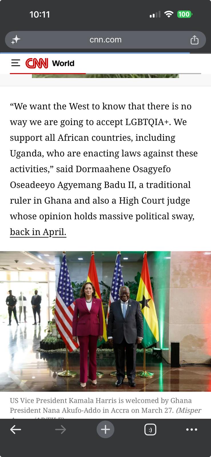 CNN: Kamala Harris welcomed by Ghana President Akufo-Addo in Accra, March 2023